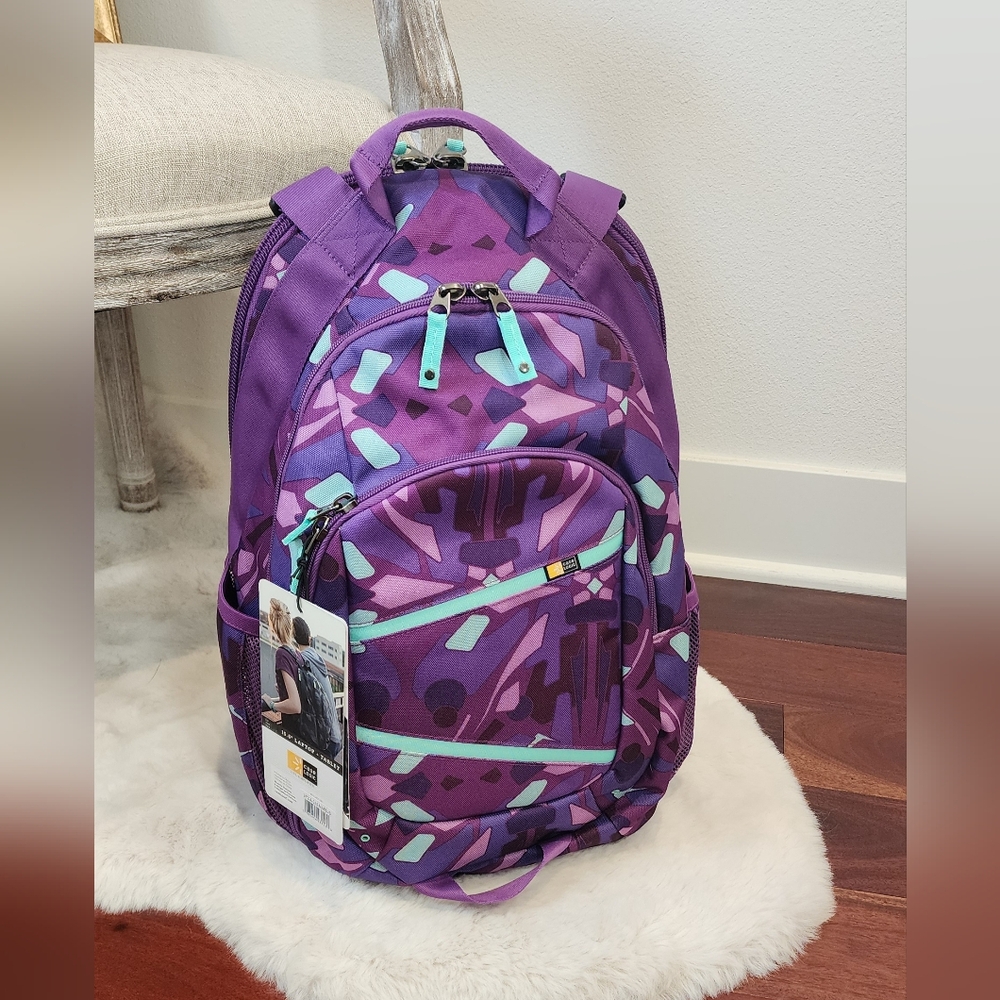 Case Logic Purple And Teal Camo Unisex Backpack With Style And Functionality